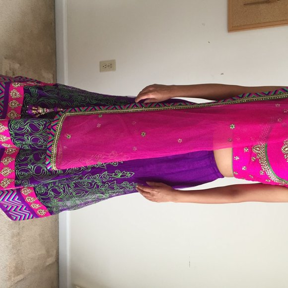 Magenta & Purple Indian Lehenga / Dress / Gown - Picture 2 of 3